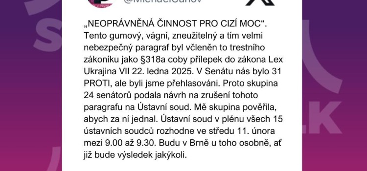 Ústavní soud „o cizí moci“ rozhodne již tuto středu!